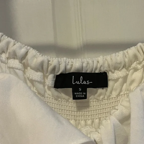 Lulus White Square Neck Puff Sleeve Babydoll Dress- size small - Picture 3 of 3